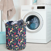 Tropical Hibiscus Red And Plumeria White Hawaii Laundry Basket - Polynesian Pride