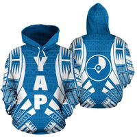Yap All Over Hoodie Tattoo Style Unisex Blue - Polynesian Pride