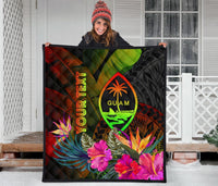 Guam Polynesian Personalised Premium Quilt - Hibiscus and Banana Leaves - Polynesian Pride