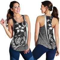 Pohnpei Micronesia Women's Racerback Tank White - Turtle With Hook White - Polynesian Pride