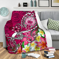 Samoa Premium Blanket - Turtle Plumeria (Pink) - Polynesian Pride