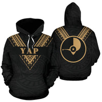 Yap All Over Hoodie Gold Sailor Style Unisex Black - Polynesian Pride