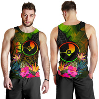 YAP Polynesian Men's Tank Top - Hibiscus and Banana Leaves - Polynesian Pride
