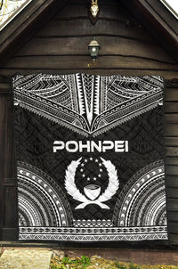 Pohnpei Premium Quilt - Pohnpie Flag Polynesian Chief Black Version - Polynesian Pride