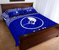 Yap Micronesia Quilt Bed Set - Yap Flag Blue Version - Polynesian Pride