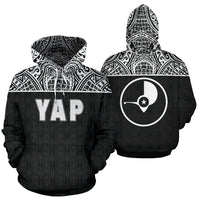 Yap All Over Hoodie Micronesian Black Version Unisex Black - Polynesian Pride