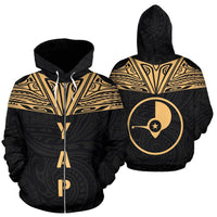 Yap All Over Zip up Hoodie Gold Neck Style Unisex Gold - Polynesian Pride