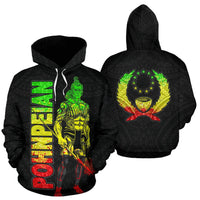 Pohnpei Hoodie Micronesia Pohnpeian Warrior Reggae Unisex Reggae - Polynesian Pride