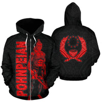 Pohnpei Zip up Hoodie Micronesia Pohnpeian Warrior Red Unisex Red - Polynesian Pride