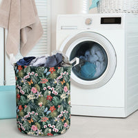 Tropical Plumeria Pattern With Palm Leaves Hawaii Laundry Basket AH - Polynesian Pride