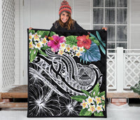 Polynesian American Samoa Premium Quilt - Summer Plumeria (Black) - Polynesian Pride