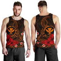 Polynesian Hawaii Kanaka Maoli Men's Tank Top - Humpback Whale with Hibiscus (Golden) - Polynesian Pride