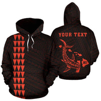 Polynesian Kakau Hammerhead Shark Map of Hawaii Custom Hoodie Orange Unisex Orange - Polynesian Pride
