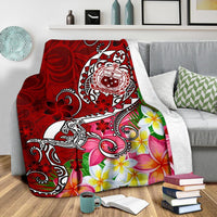 Samoa Premium Blanket - Turtle Plumeria (Red) - Polynesian Pride
