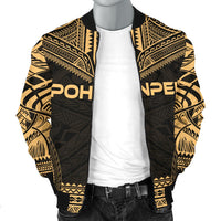 Pohnpei Polynesian Chief Men's Bomber Jacket - Gold Version - Polynesian Pride