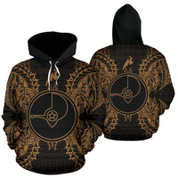 Yap Polynesian ll Over Hoodie Map Red Gold Unisex Gold - Polynesian Pride