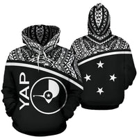 Yap All Over Hoodie Micronesia Black Curve Style Unisex Black - Polynesian Pride