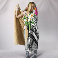 YAP Polynesian Hooded Blanket - Summer Plumeria (White) - Polynesian Pride