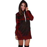Pohnpei Women's Hoodie Dress - Polynesian Red Chief - Polynesian Pride
