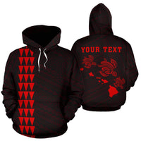 Polynesian Kakau Three Turtle Map of Hawaii Custom Hoodie Red Unisex Red - Polynesian Pride