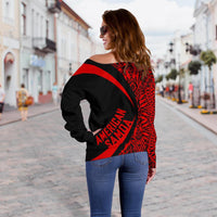 American Samoa Women's Off Shoulder Sweater - Circle Style 07 - Polynesian Pride