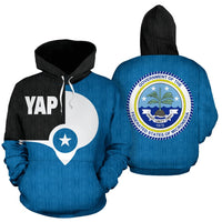 Yap All Over Hoodie Yap Flag Micronesia Unisex Black - Polynesian Pride