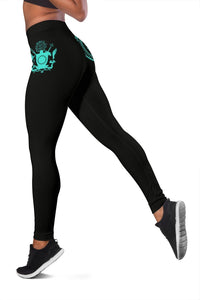 Cook Islands State Tattoo Swirly - Turquoise - Polynesian Women's Leggings - Polynesian Pride