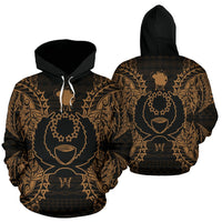 Pohnpei Polynesian ll Over Hoodie Map Gold Unisex Gold - Polynesian Pride
