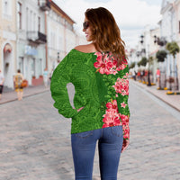 Tropical Polynesian - Hawaiian Women's Off Shoulder Sweater - Curtis Style - Polynesian Pride