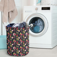 Tropical Hibiscus, Strelitzia Palm Leaves Hawaii Laundry Basket - Polynesian Pride