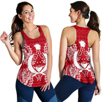 Pohnpei Polynesian Women Tank Top Map Red White - Polynesian Pride