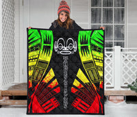 Marquesas Islands Premium Quilt - Marquesas Islands Tiki Face Polynesian Reggae Tattoo - Polynesian Pride