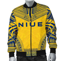Niue Flag Polynesian Chief Men's Bomber Jacket - Polynesian Pride