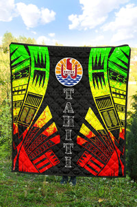Tahiti Premium Quilt - Tahiti Flag Polynesian Reggae Tattoo - Polynesian Pride