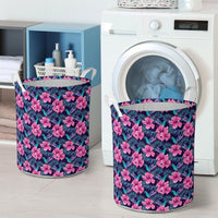 Tropical Flowers With Hummingbirds Palm Leaves Hawaii Laundry Basket - Polynesian Pride