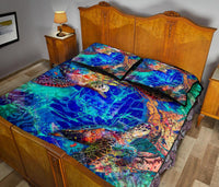 Tahiti Polynesian Quilt Bed Set - Tahiti Flag Turtle Coral Treasure - Polynesian Pride