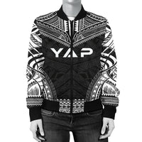 Yap Polynesian Chief Women'S Bomber Jacket - Black Version - Polynesian Pride