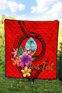 Guam Polynesian Custom Personalised Premium Quilt - Floral With Seal Red - Polynesian Pride