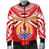 Tahiti Rugby Men Bomber Jacket Polynesian Coat Of Arms and Flag - Polynesian Pride