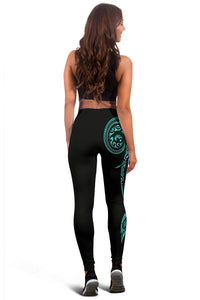 Cook Islands State Tattoo Swirly - Turquoise - Polynesian Women's Leggings - Polynesian Pride