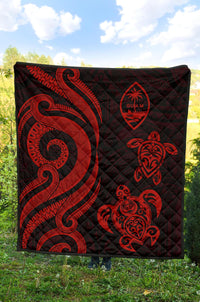 Guam Polynesian Premium Quilt - Red Tentacle Turtle - Polynesian Pride