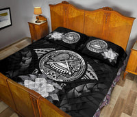 American Samoa Polynesian Quilt Bed Set Hibiscus Gray - Polynesian Pride