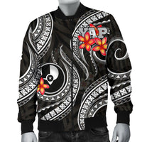 Yap Micronesian Men Bomber Jacket - Black Plumeria - Polynesian Pride