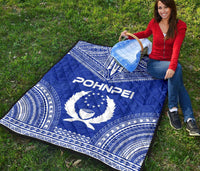 Pohnpei Premium Quilt - Pohnpie Flag Polynesian Chief Blue Version - Polynesian Pride