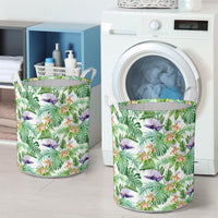 Tropical Orange Orchids Strelitzia Monstera Hawaii Laundry Basket - Polynesian Pride