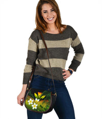 Kanaka Maoli (Hawaiian) Saddle Bag, Polynesian Plumeria Banana Leaves Reggae - Polynesian Pride