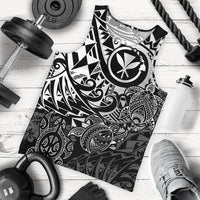 Polynesian Hawaii (Kanaka Maoli) Men's Tank Top - Black Turtle Hibiscus Flowing Black - Polynesian Pride