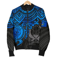 Pohnpei Polynesian Bomber Jacket (Men) - Polynesian Blue Turtle - Polynesian Pride