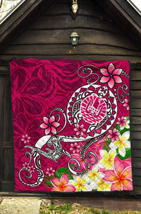 Tahiti Premium Quilt - Turtle Plumeria (Pink) - Polynesian Pride
