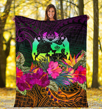 Tonga Polynesian Premium Blanket - Summer Hibiscus - Polynesian Pride
